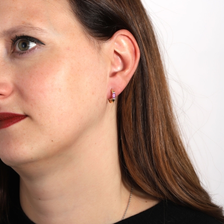 Aros Plata Primera Ley Y Circonita Violeta "Sukoshi"