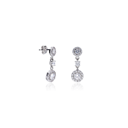 Pendientes Oro blanco 18k y Circonitas  Maicao 