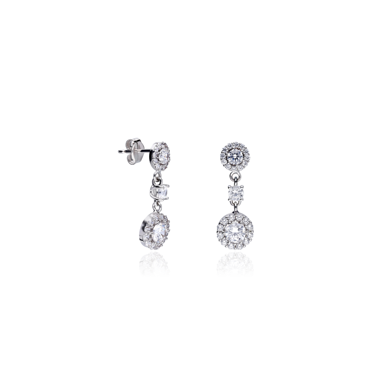 Pendientes Oro blanco 18k y Circonitas "Maicao"