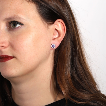 Pendientes Plata primera ley y circonitas moradas "Allende"