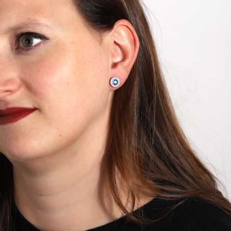 Pendientes Plata primera ley y circonitas azules "Allende"