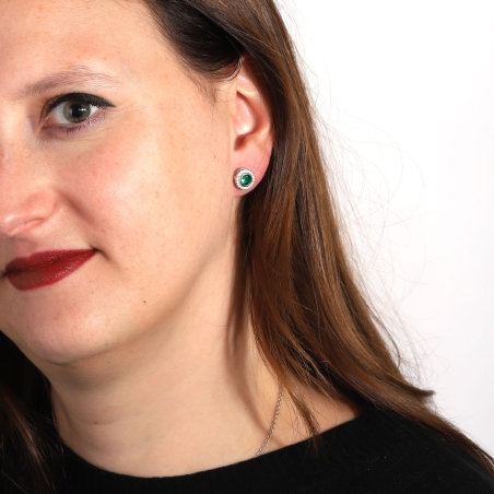 Pendientes Plata primera ley y circonitas verdes "Allende"