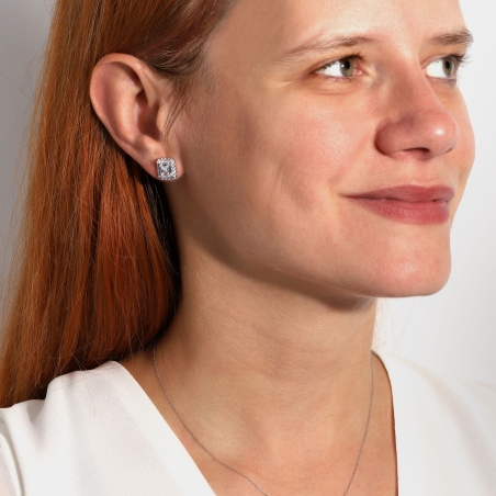 Pendientes Plata primera ley y circonitas blancas "Austen"