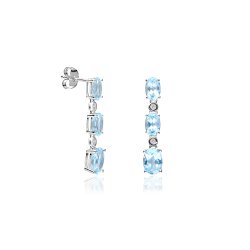 Pendientes Oro 18k, aguamarinas y diamantes 0.04cts "Almada"