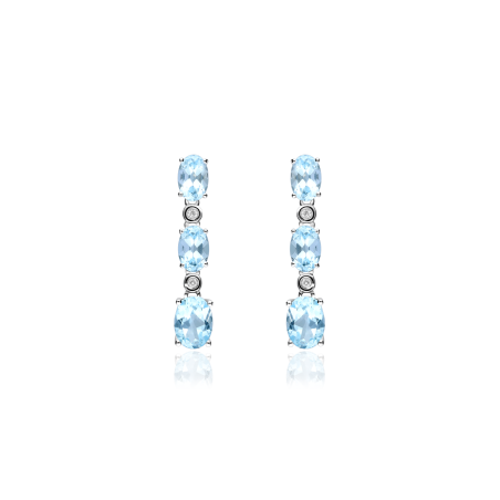 Pendientes Oro 18k, aguamarinas y diamantes 0.04cts "Almada"