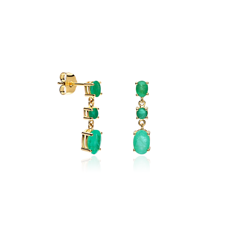 Pendientes Oro 18k y esmeraldas "Hulge"