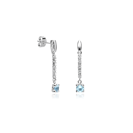 Pendientes Oro 18k, aguamarina y circonitas "Camile"