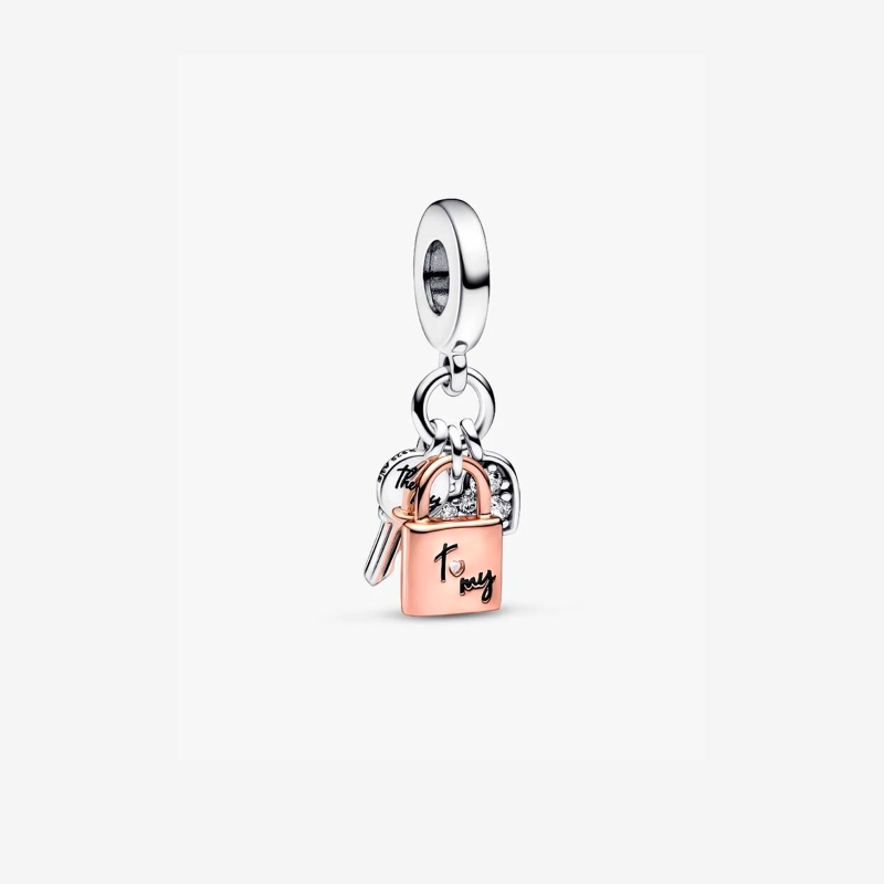 Charm Pandora colgante triple llave, candado y corazón 782506C01