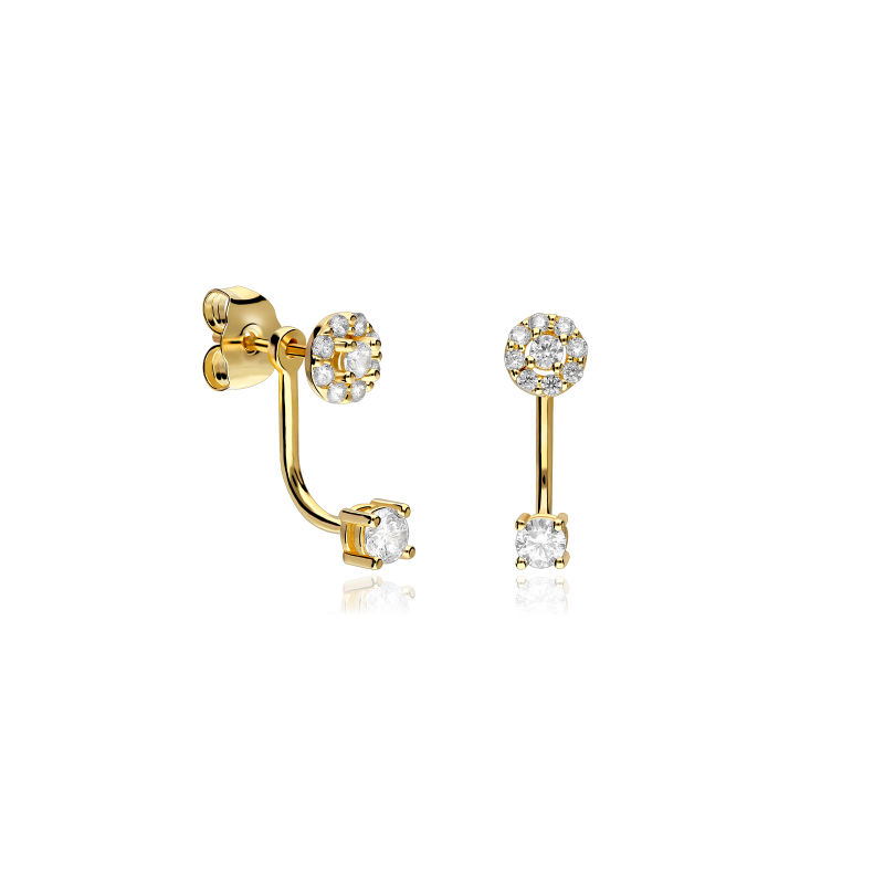 Pendientes desmontables Oro 18k y circonitas "Yuda"