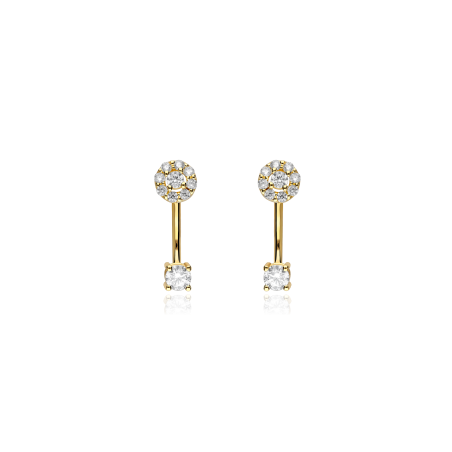 Pendientes desmontables Oro 18k y circonitas "Yuda"