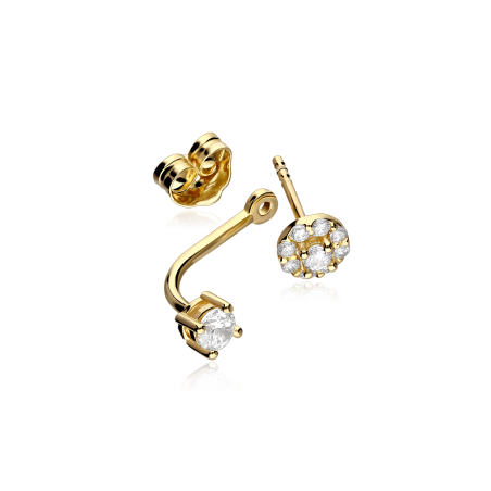 Pendientes desmontables Oro 18k y circonitas "Yuda"