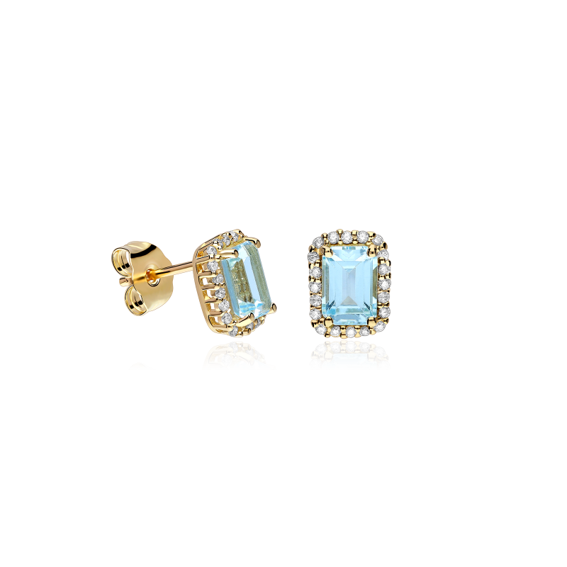 Pendientes Oro 18k, aguamarina y circonitas "Admiral"