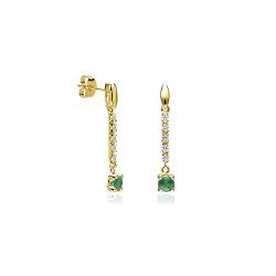Pendientes Oro 18k, esmeraldas y circonitas "Camile"