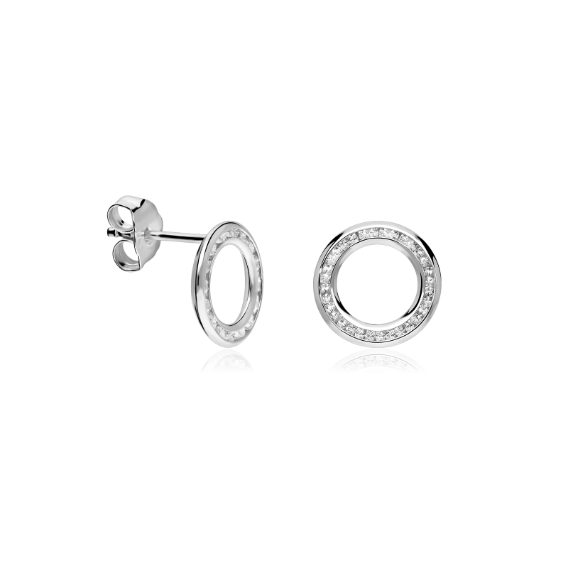 Pendientes Oro Blanco 18k  y circonitas "Eclipse"