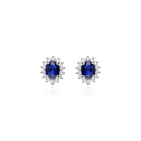 Pendientes Oro 18k, zafiros y diamantes 0.26cts "Dree"