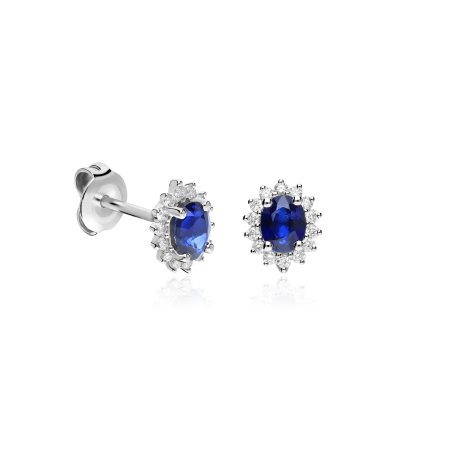 Pendientes Oro 18k, zafiros y diamantes 0.26cts "Dree"