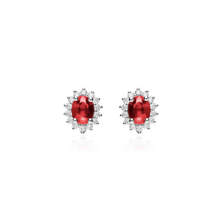 Pendientes Oro 18k, rubíes y diamantes 0.26cts "Dree"