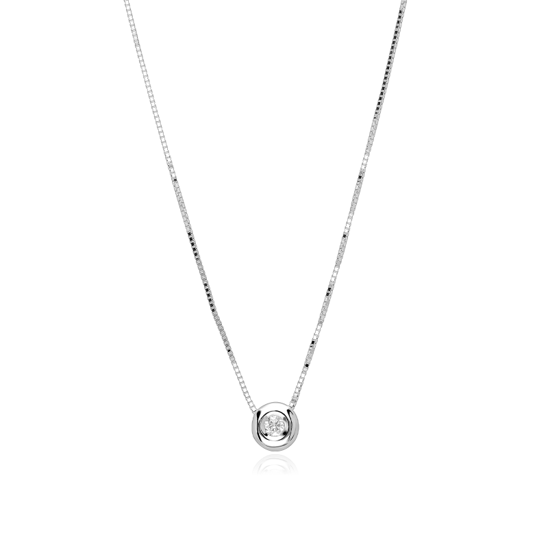 Gargantilla Oro blanco 18k y Diamante 0.04 cts "Bimo"