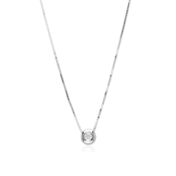 Gargantilla Oro blanco 18k y Diamante 0.08 cts "Bimo"