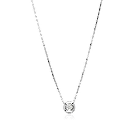 Gargantilla Oro blanco 18k y Diamante 0.08 cts "Bimo"