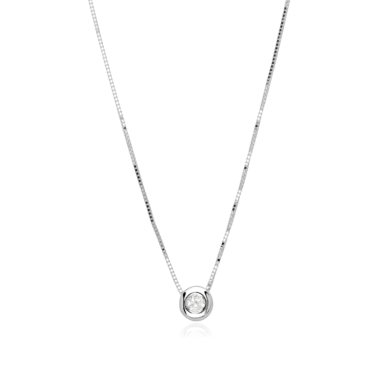 Gargantilla Oro blanco 18k y Diamante 0.12 cts "Bimo"