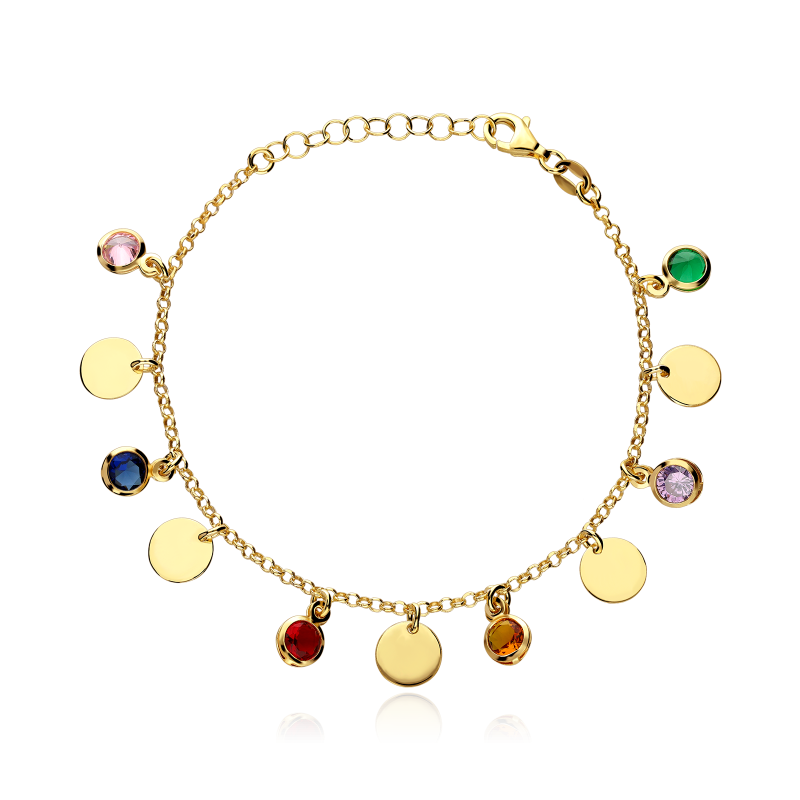 Pulsera Plata primera ley y circonitas colores "Rembra"