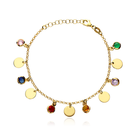 Pulsera Plata primera ley y circonitas colores "Rembra"