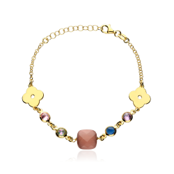 Pulsera Plata primera ley baño y gemas multicolor "Cleafe"