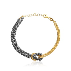 Pulsera Plata primera ley baño y gemas grises "Kiara"