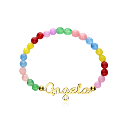 Pulsera personalizable Plata baño Oro 18k y gemas "Forseti"