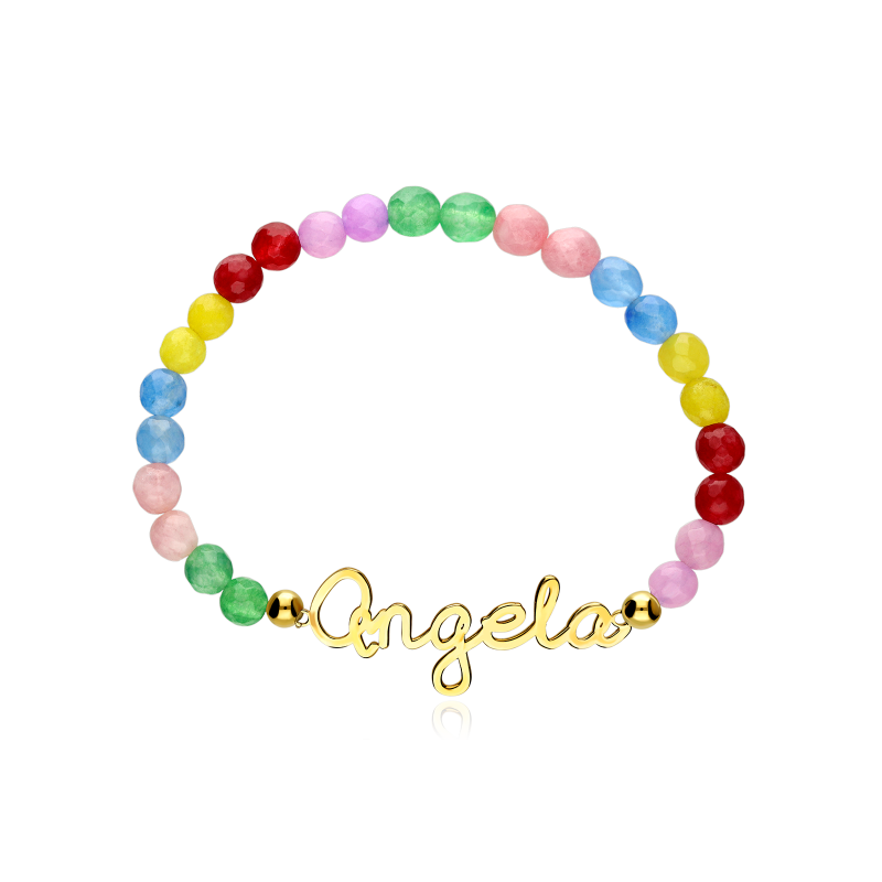 Pulsera personalizable Plata baño Oro 18k y gemas "Forseti"