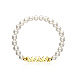 Pulsera personalizable Plata baño Oro 18k y perlas "Elie"