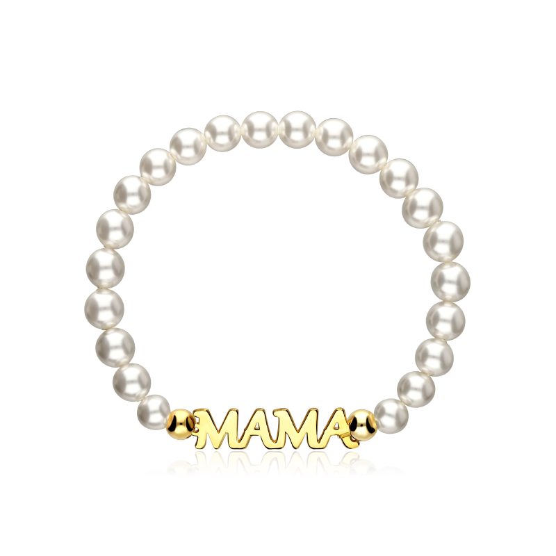 Pulsera personalizable Plata baño Oro 18k y perlas "Elie"