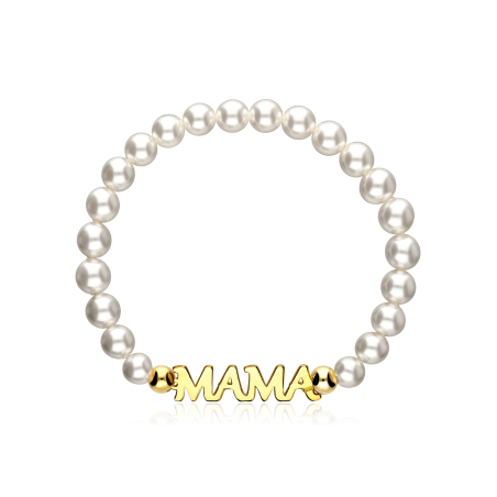 Pulsera personalizable Plata baño Oro 18k y perlas "Elie"