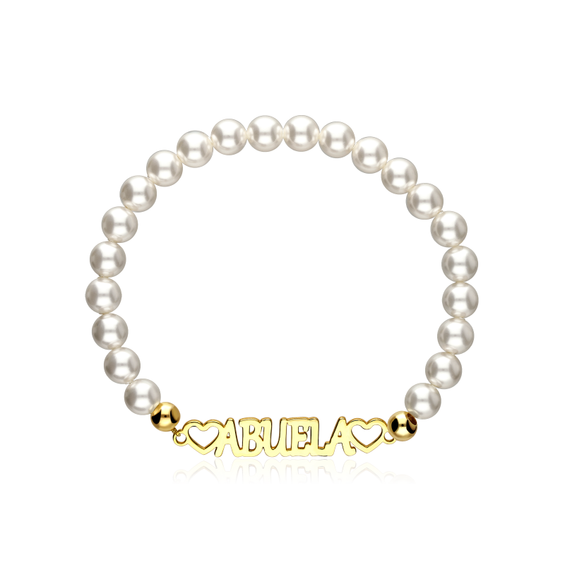 Pulsera personalizable Plata baño Oro 18k y perlas "Minerva"