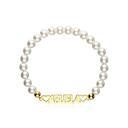 Pulsera personalizable Plata baño Oro 18k y perlas "Minerva"