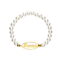 Pulsera personalizable Plata baño Oro 18k y perlas "Circe"