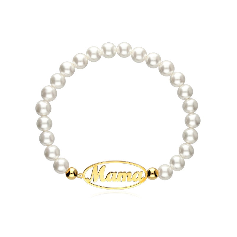 Pulsera personalizable Plata baño Oro 18k y perlas "Circe"