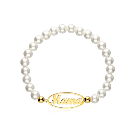 Pulsera personalizable Plata baño Oro 18k y perlas "Circe"