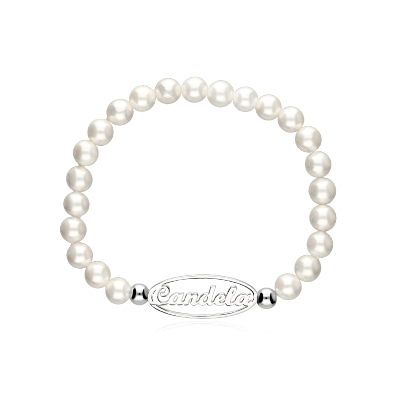 Pulsera personalizable Plata y perlas cultivadas "Circe"