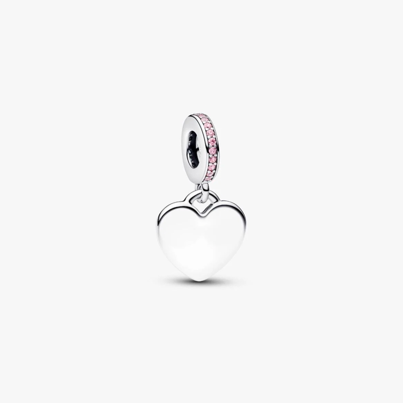 Charm Pandora colgante corazón rosa grabable 793926C02