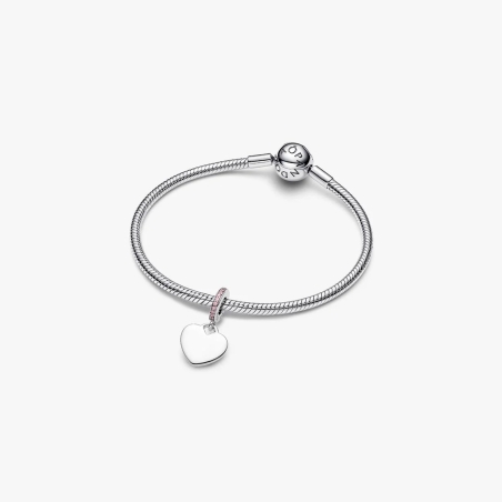 Charm Pandora colgante corazón rosa grabable 793926C02