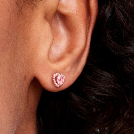 Pendientes Pandora Rose corazones brillantes elevados 288427C02