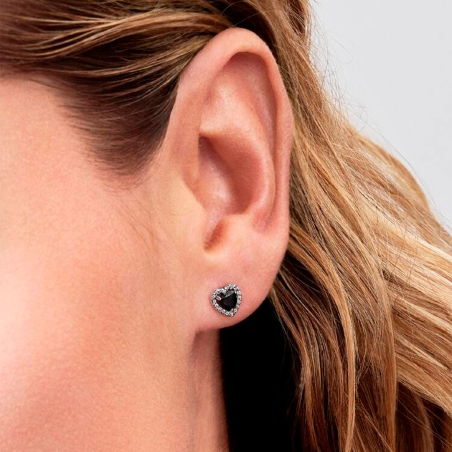 Pendientes Pandora corazón brillante negro 298427C03