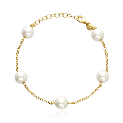 Pulsera Plata baño Oro 18k y perlas cultivadas "Campbell"