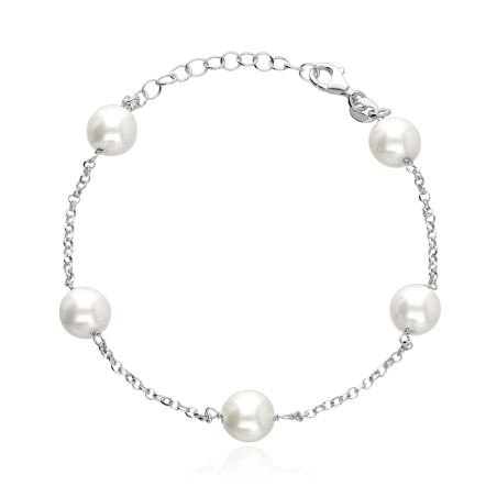 Pulsera Plata primera ley y perlas cultivadas "Campbell"