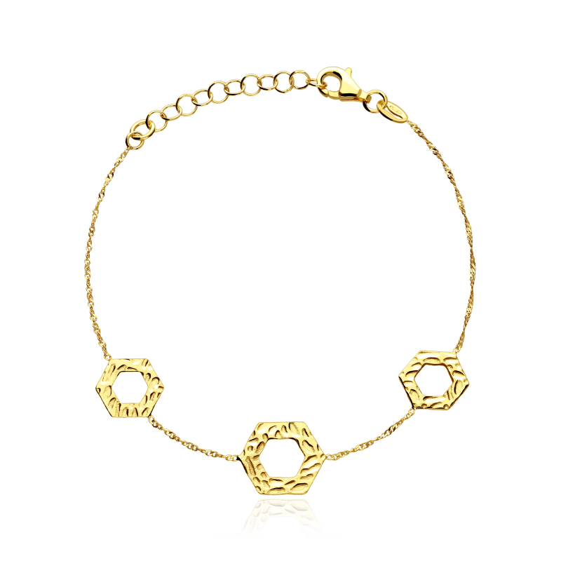 Pulsera plata primera ley baño oro 18k "Goru"