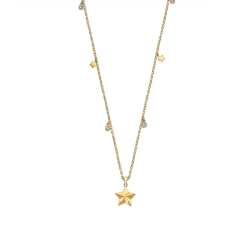 Collar Lotus Style estrellas y círculos dorados LS2599-1/2