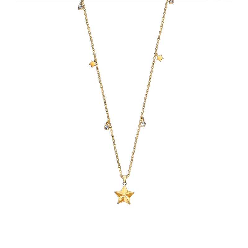 Collar Lotus Style estrellas y círculos dorados LS2599-1/2