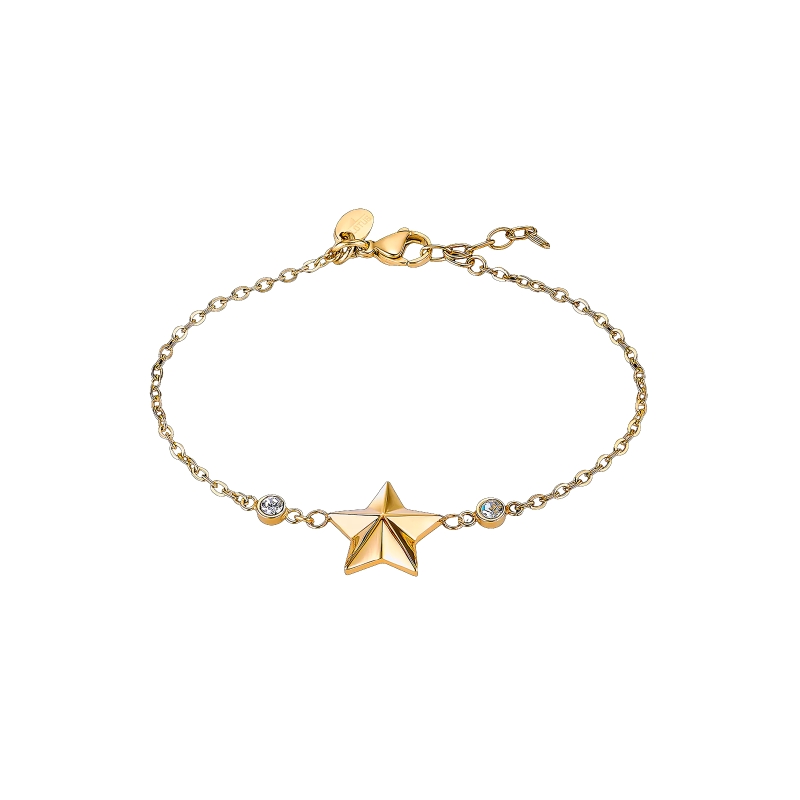 Pulsera Lotus Style estrellas y círculos dorados LS2599-2/2